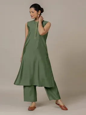 Adah x Rozaana | A Line Kurta in Hunter Green with Thread Work | Coords or Only Kurta