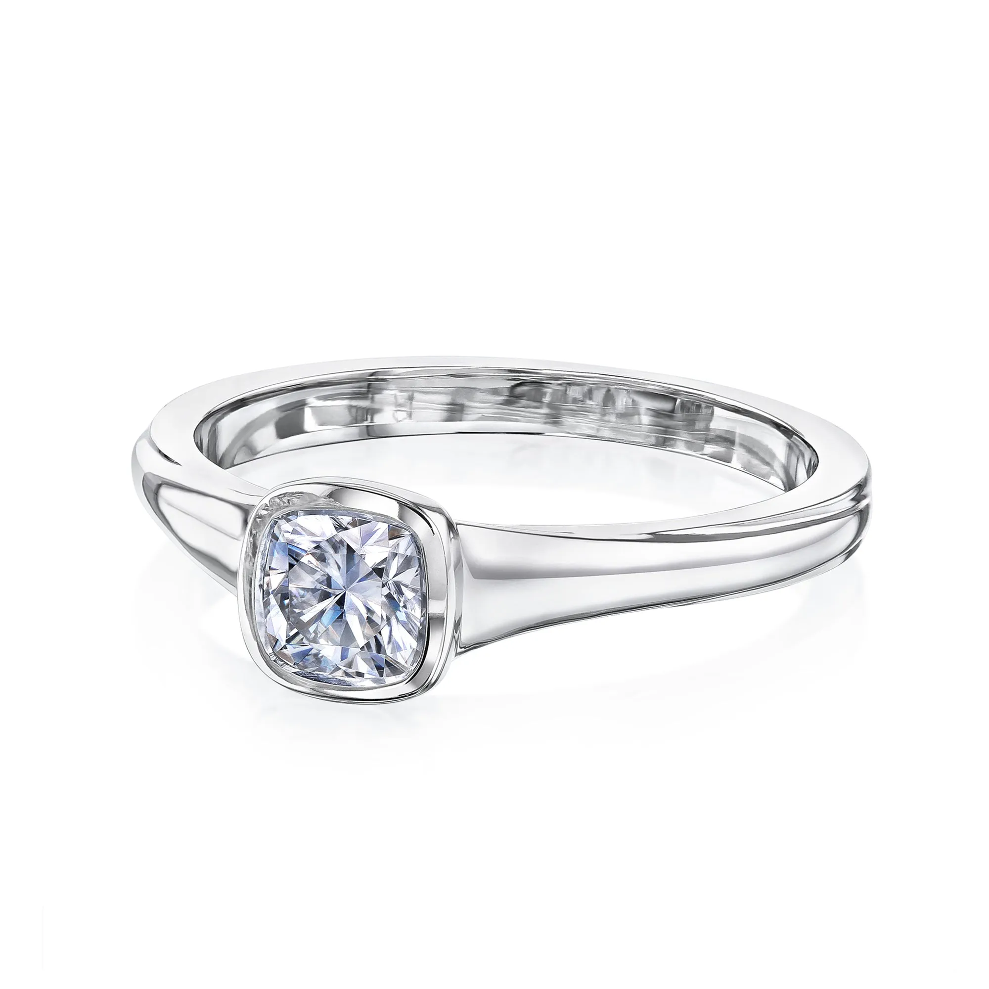 0.5ct Cushion Low Bezel Ring