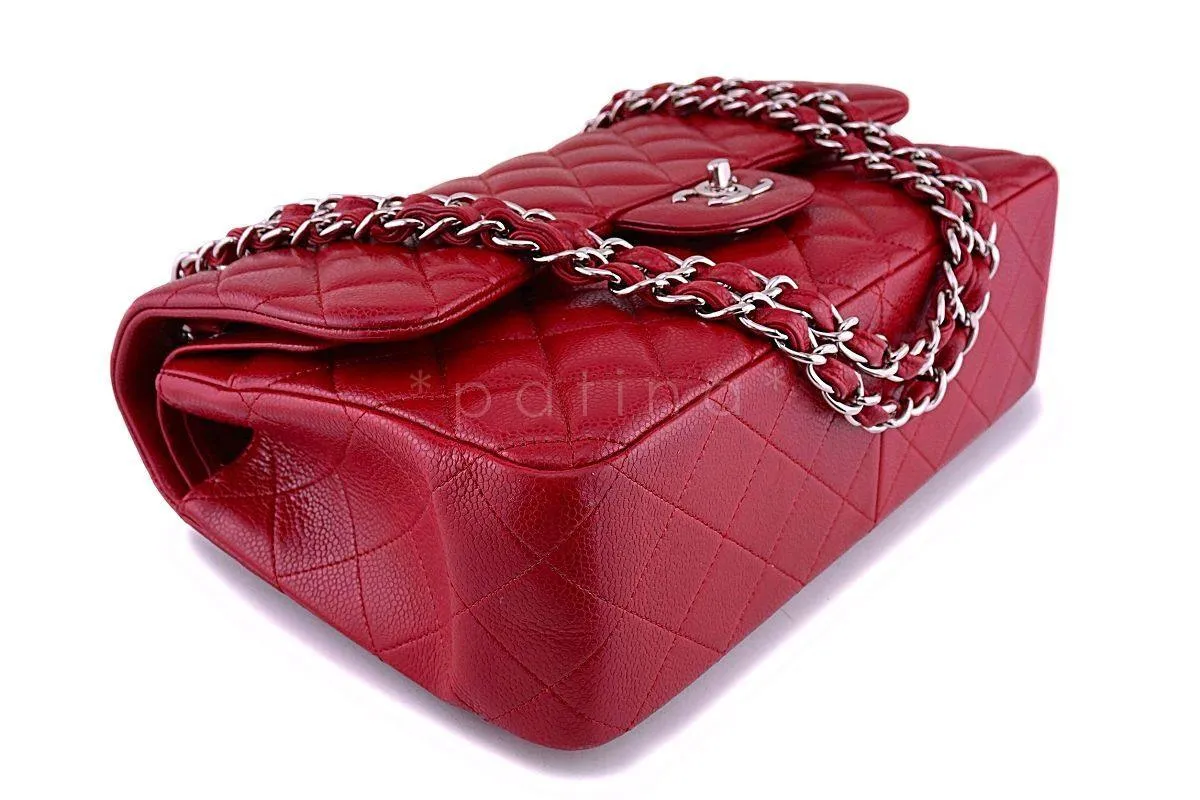 12A Chanel Red Caviar Jumbo Classic Double Flap Bag SHW