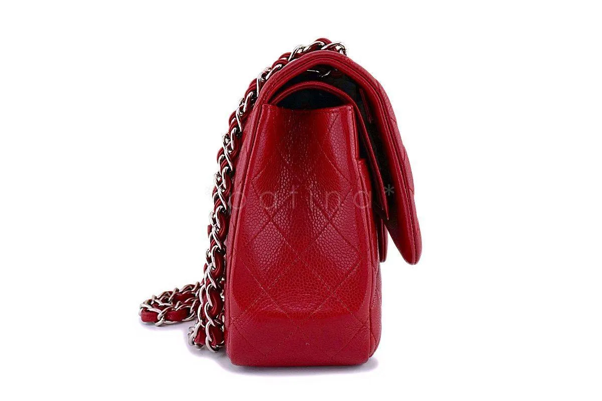 12A Chanel Red Caviar Jumbo Classic Double Flap Bag SHW