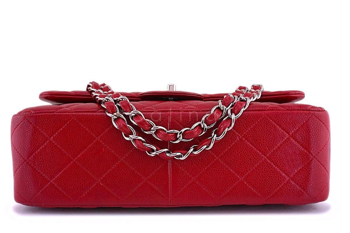 12A Chanel Red Caviar Jumbo Classic Double Flap Bag SHW