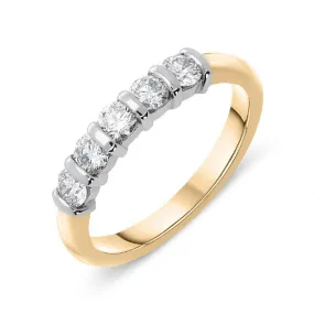 18ct Rose Gold 0.60ct Diamond Bar Set Half Eternity Ring