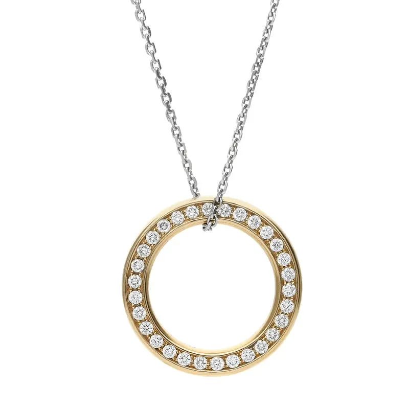 18ct Rose Gold 1.30ct Diamond Open Circle Necklace D