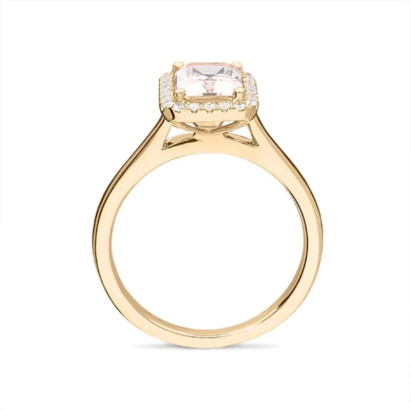 18ct Rose Gold 1.50ct Morganite Diamond Emerald Cut Ring