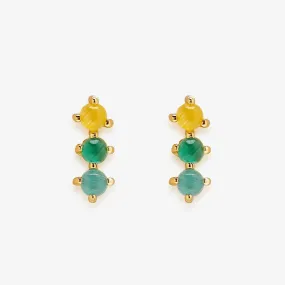 3 Stone Stud Earrings