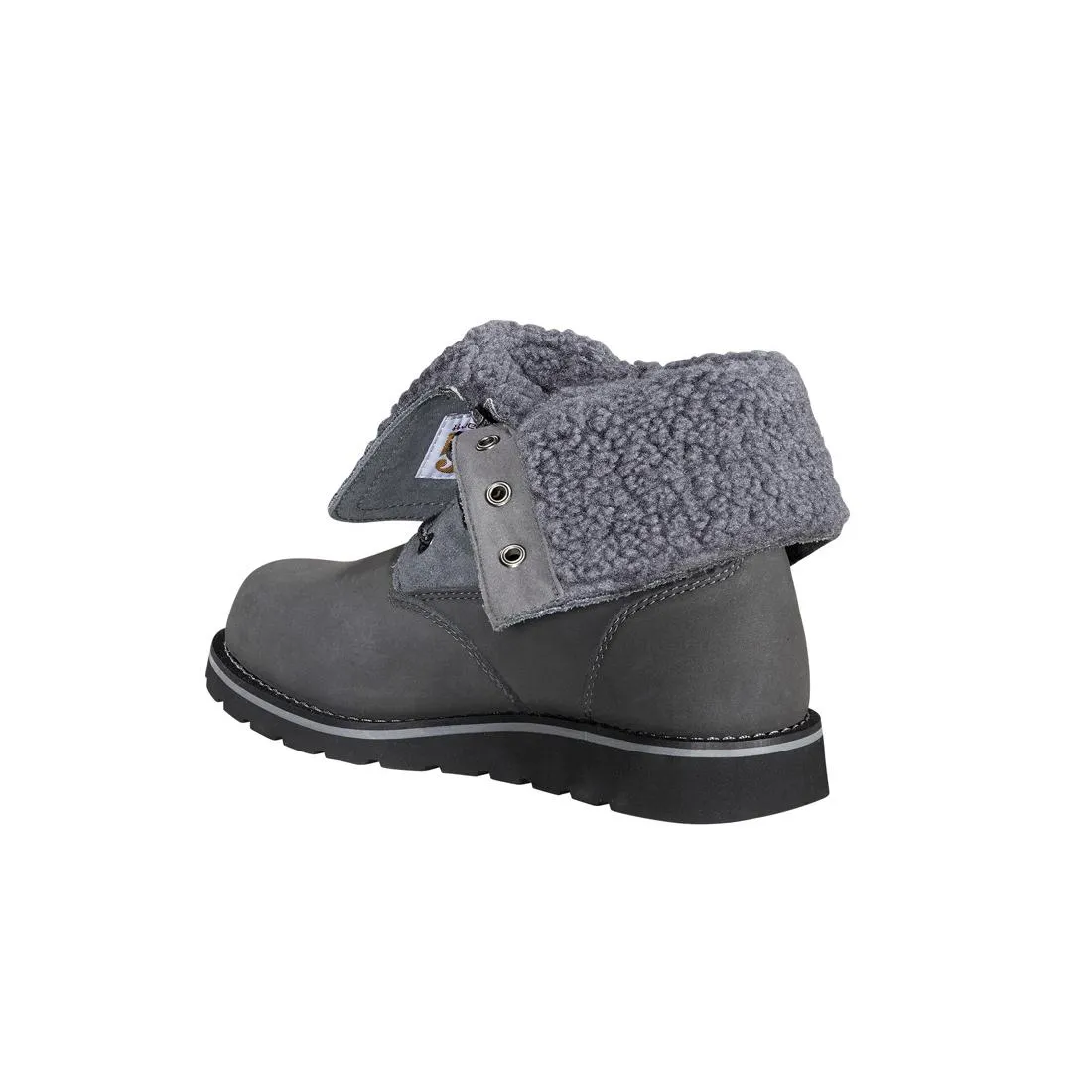 8" Women's Waterproof Sherpa Lined Fold Down Winter Wedge Soft Toe Boot Dark Grey