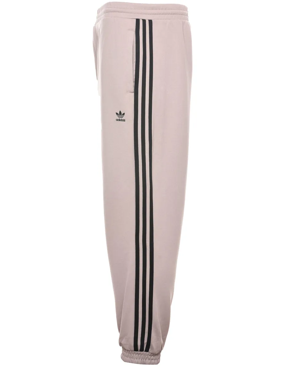 Adidas Black & Beige Three-Stripe Jogging Bottoms - W28 L28