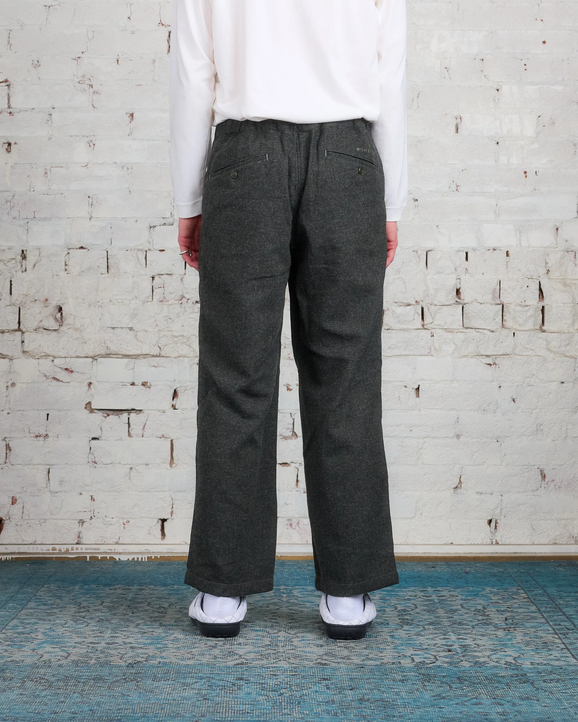 and wander REWOOL Tweed Wide Pant Khaki