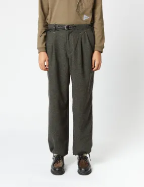 And Wander REWOOL Tweed Wide Pants - Khaki Green