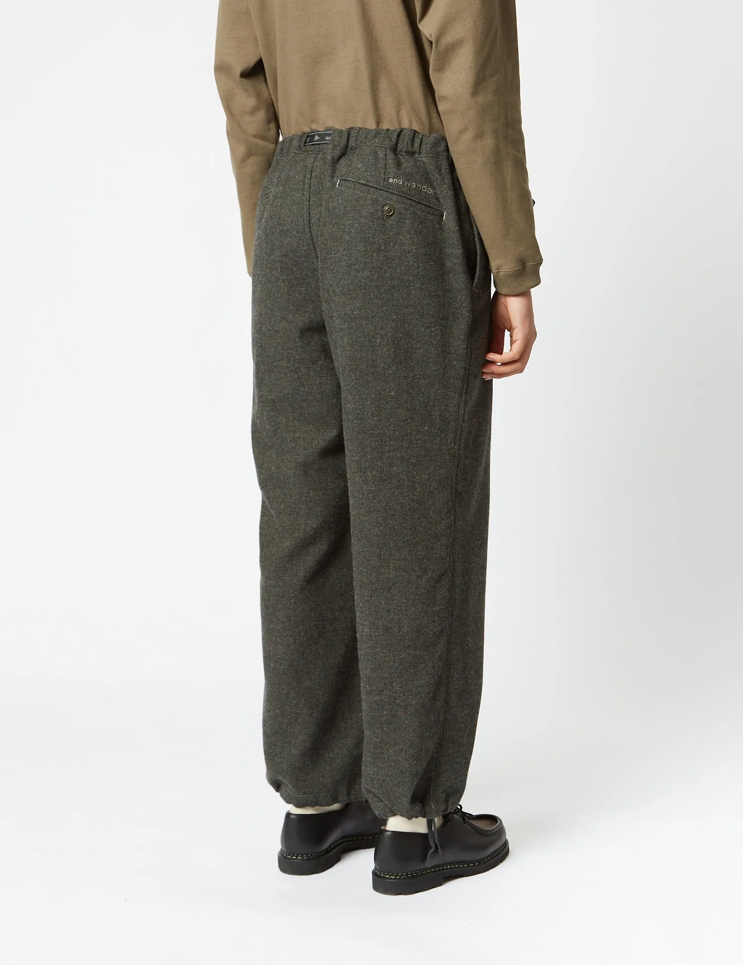 And Wander REWOOL Tweed Wide Pants - Khaki Green