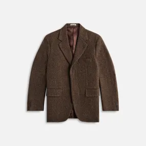 Auralee Lama Shetland Wool Tweed Over Jacket - Khaki Tweed