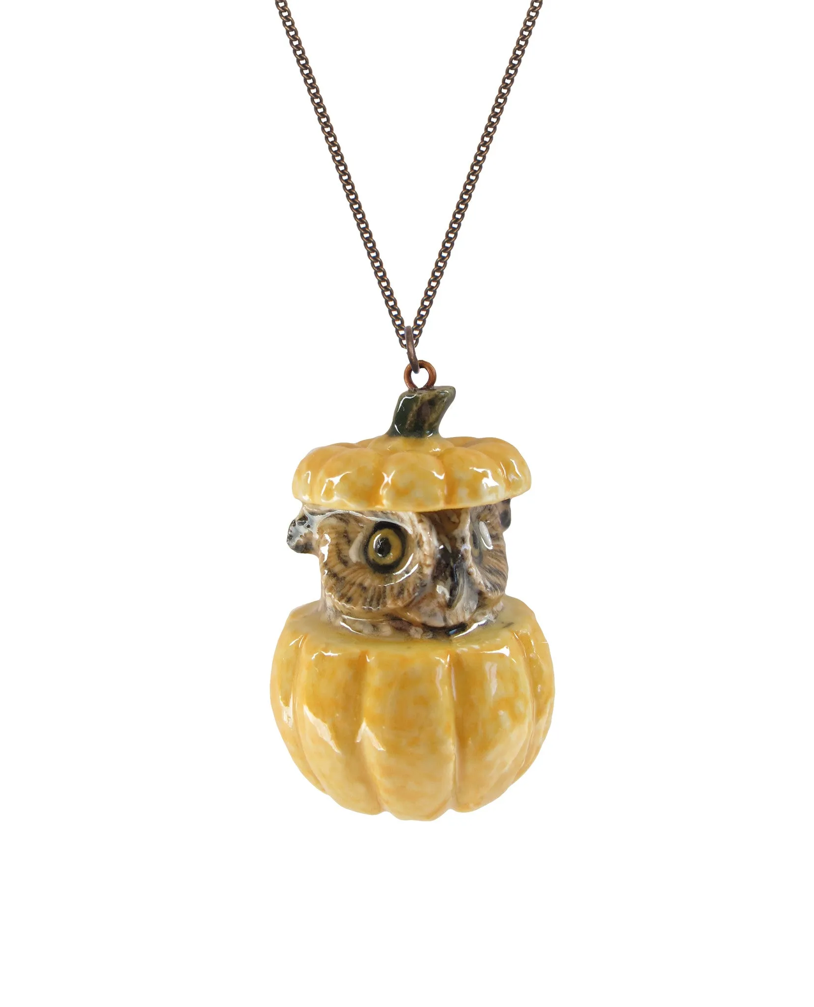 Autumn Sale - Owl and Pumpkin Necklace