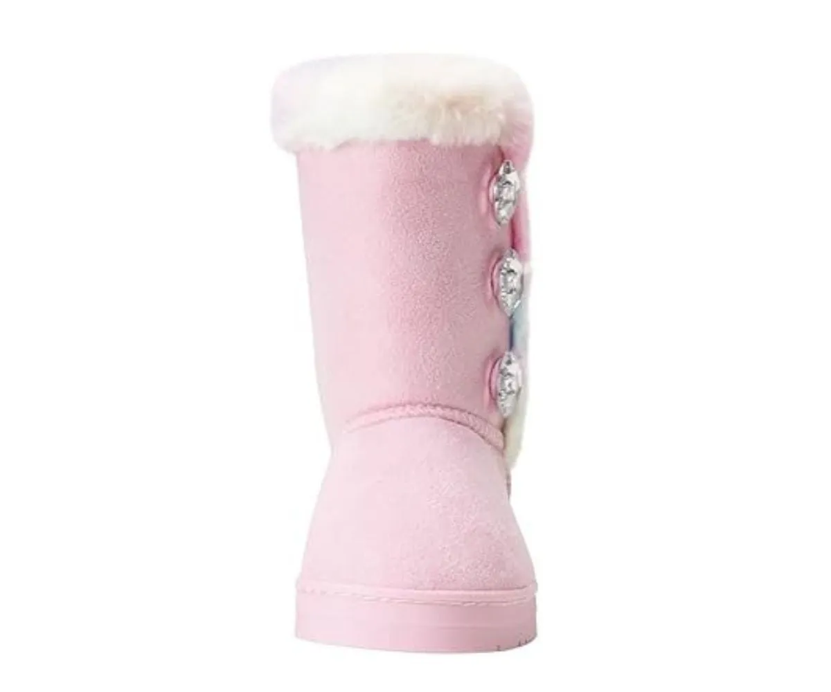 bebe Girl's Winter Boots Fur Boot Cuffs Sherpa Lined Shearling Microsuede Boots - Warm Boots For Toddler, Pink Multi