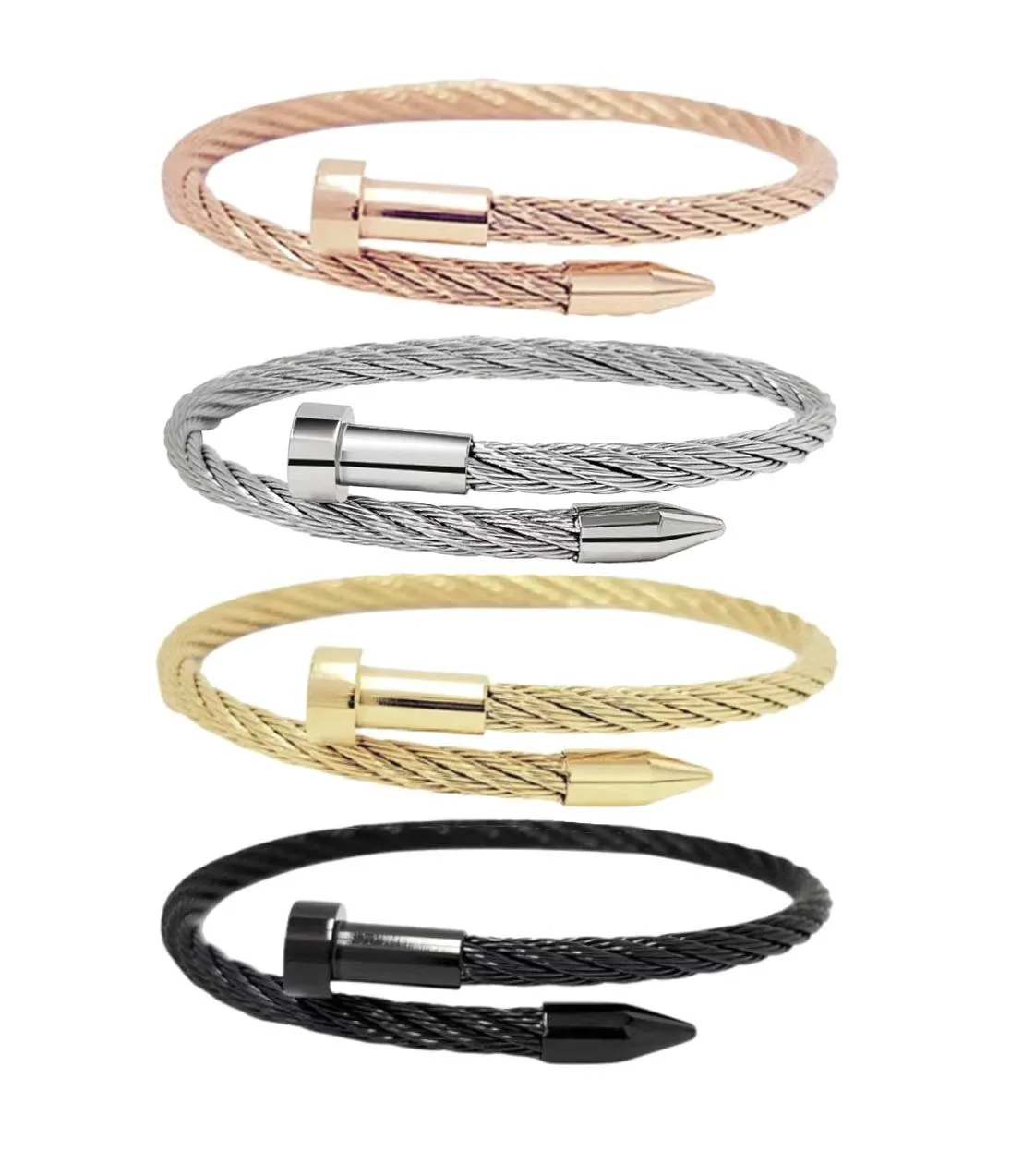 BG004G B.Tiff Gold Pointe Cable Bangle Bracelet