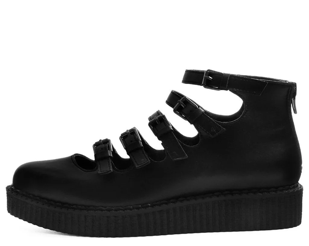 Black TUKskin™ Multi-Strap Pointed Mary Jane Creeper