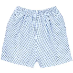 Blue Seersucker Check Shorts