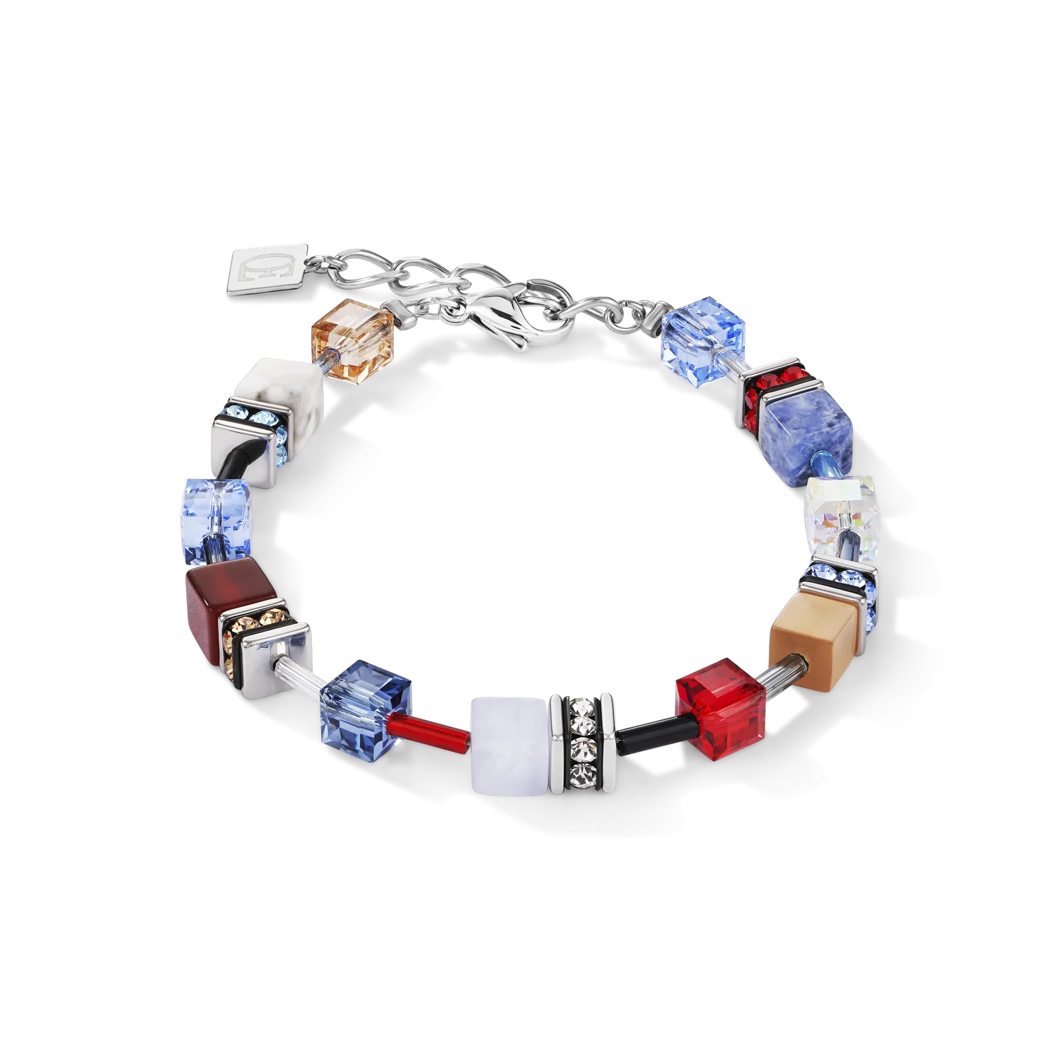 Bracelet GeoCUBE® Crystals & Gemstones blue-red