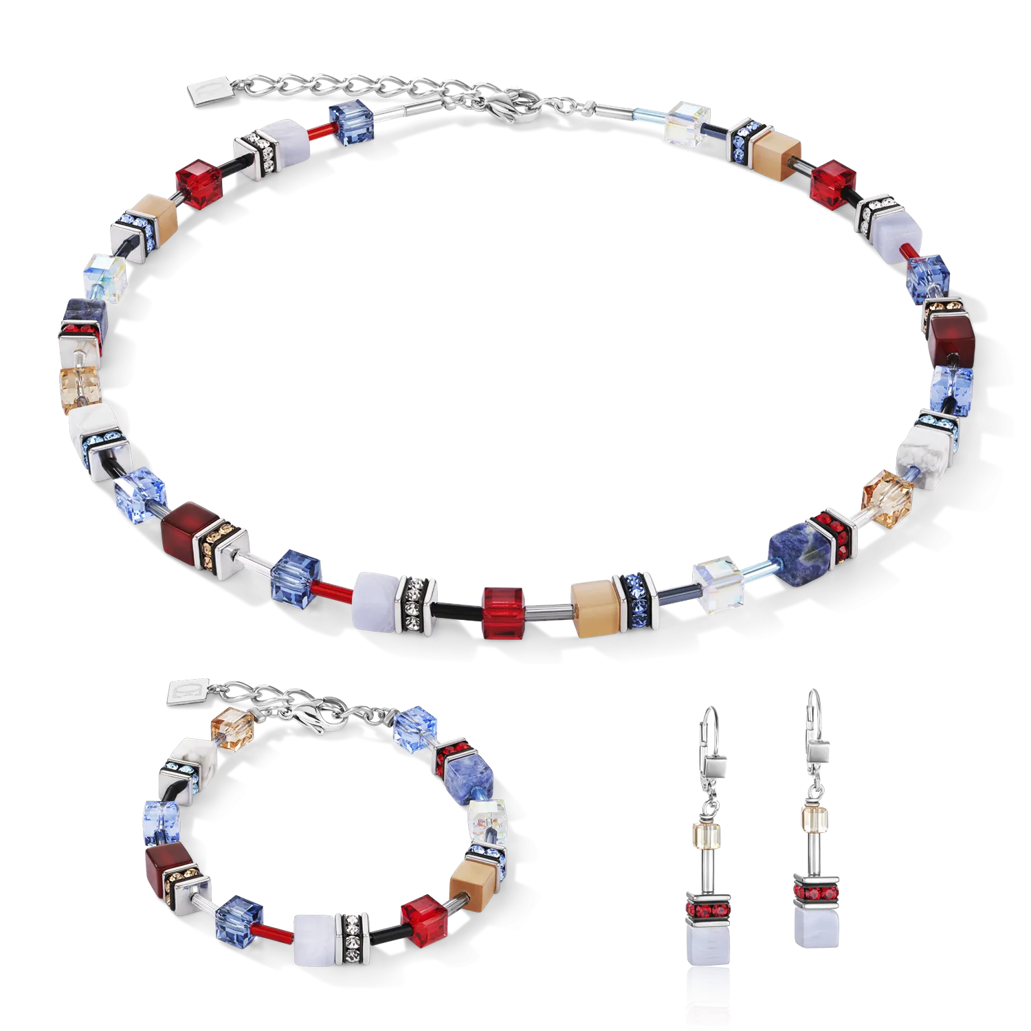 Bracelet GeoCUBE® Crystals & Gemstones blue-red