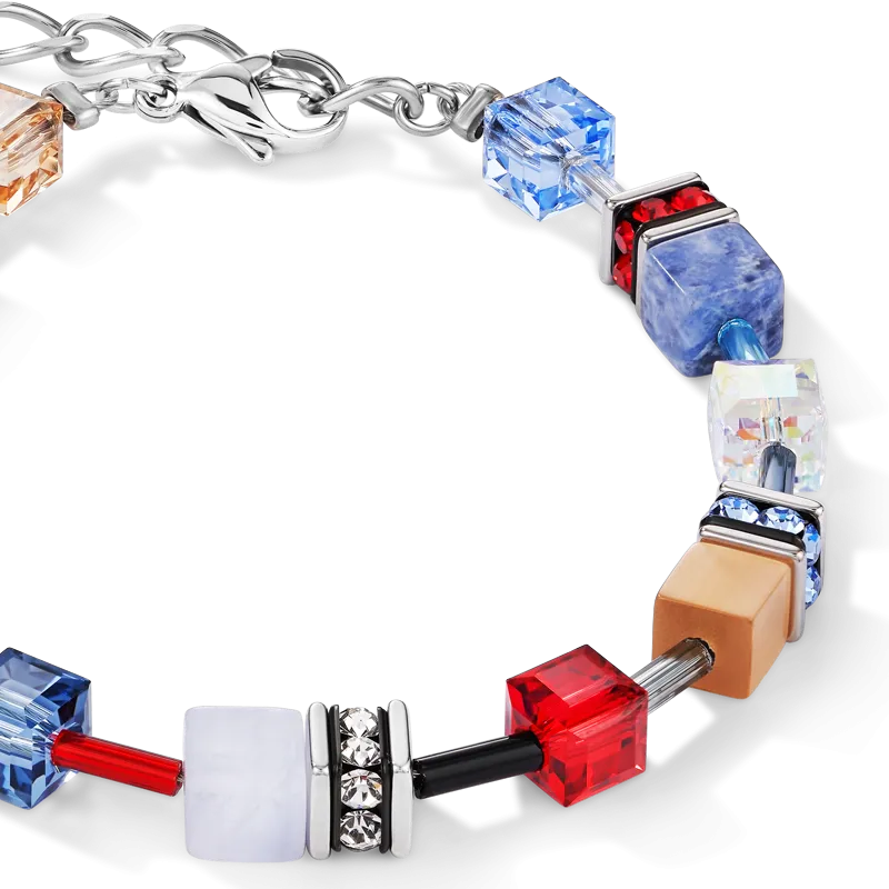 Bracelet GeoCUBE® Crystals & Gemstones blue-red