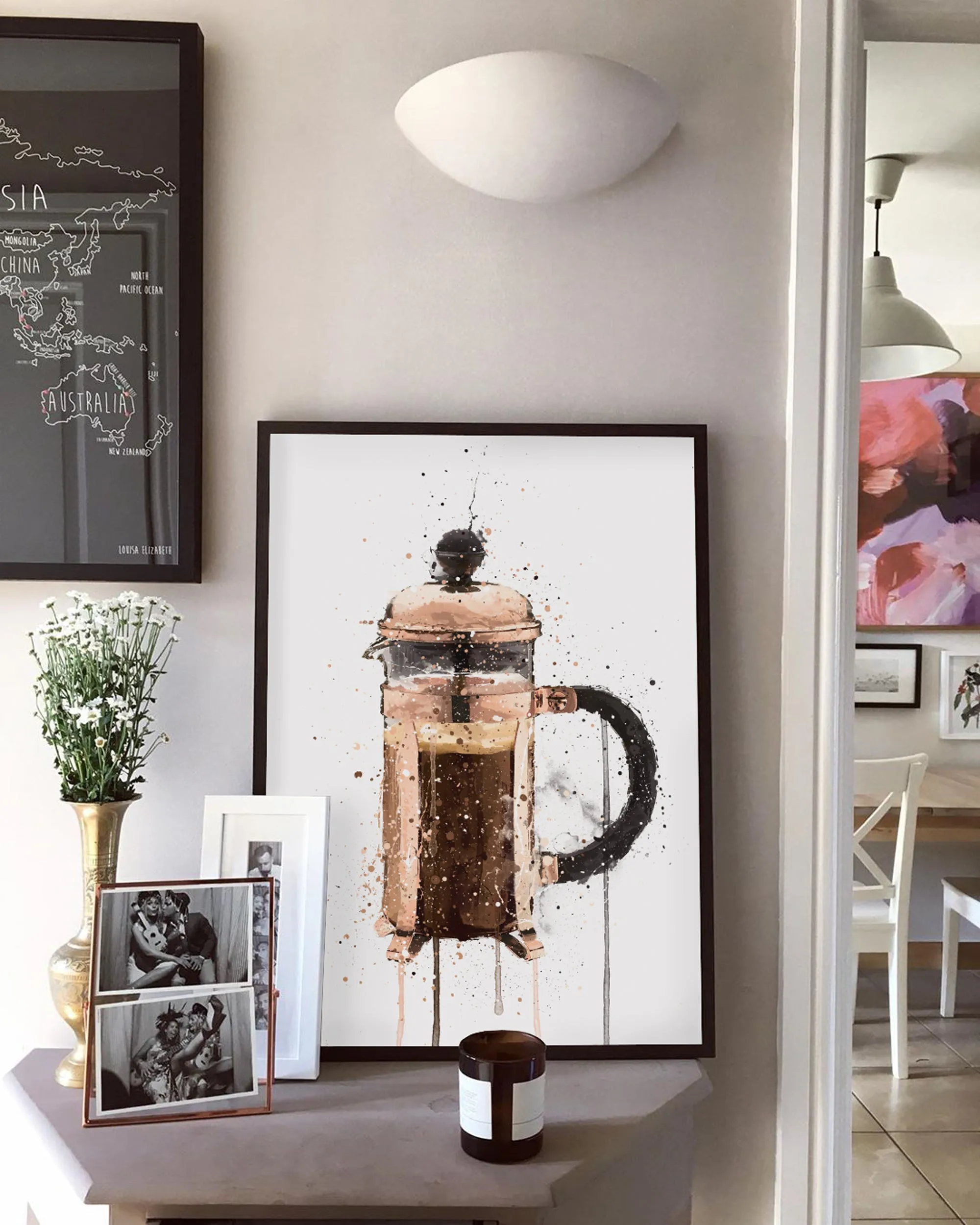 Cafetière Wall Art Print 'Rose Gold'