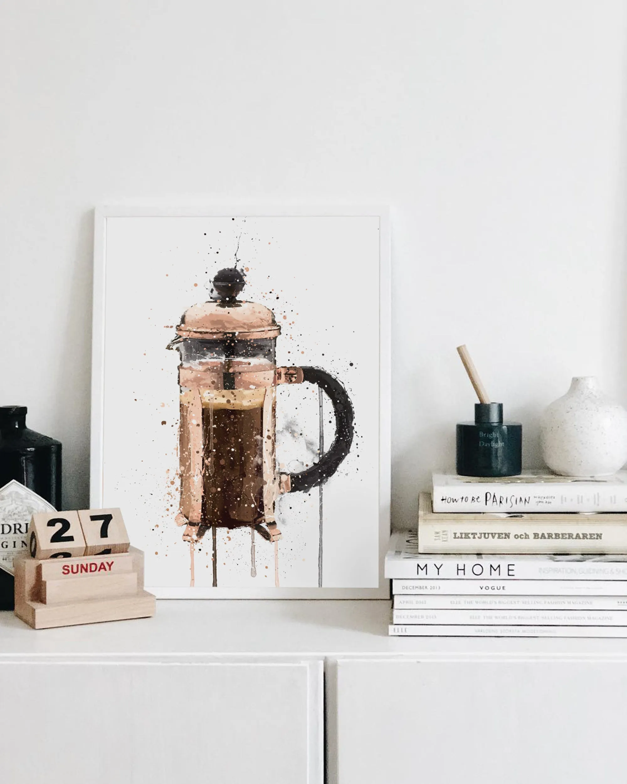 Cafetière Wall Art Print 'Rose Gold'