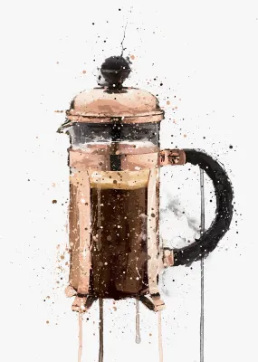 Cafetière Wall Art Print 'Rose Gold'