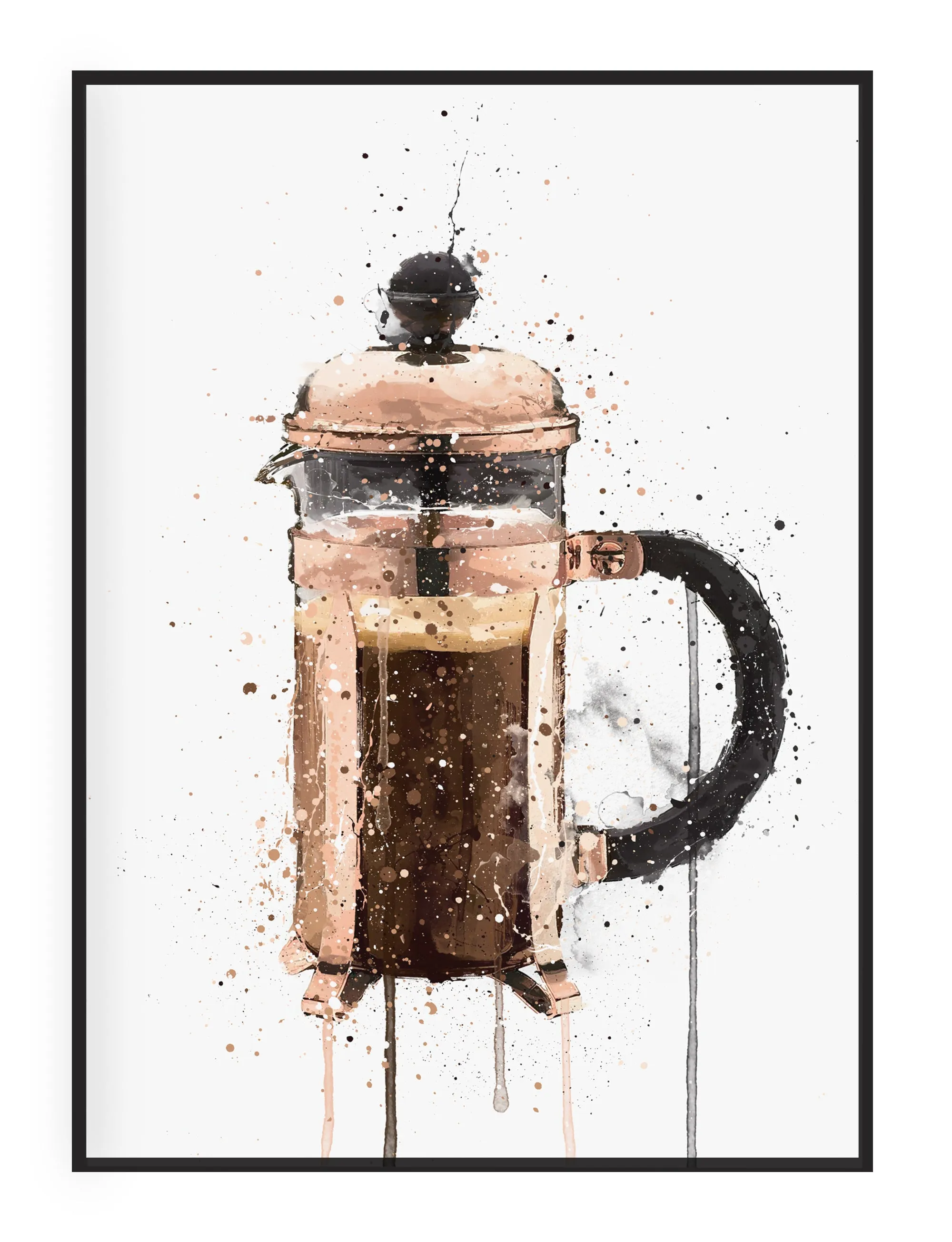 Cafetière Wall Art Print 'Rose Gold'