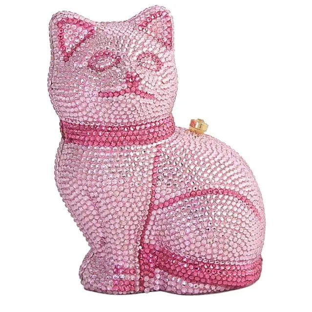 Cat Shaped Metallic Bag with Diamonds - Elegant & Durable