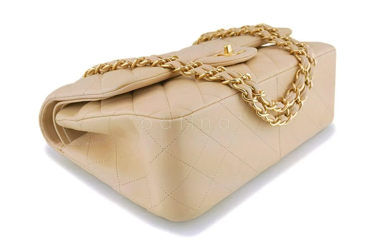 Chanel Beige Clair Lambskin Jumbo Classic Double Flap Bag GHW