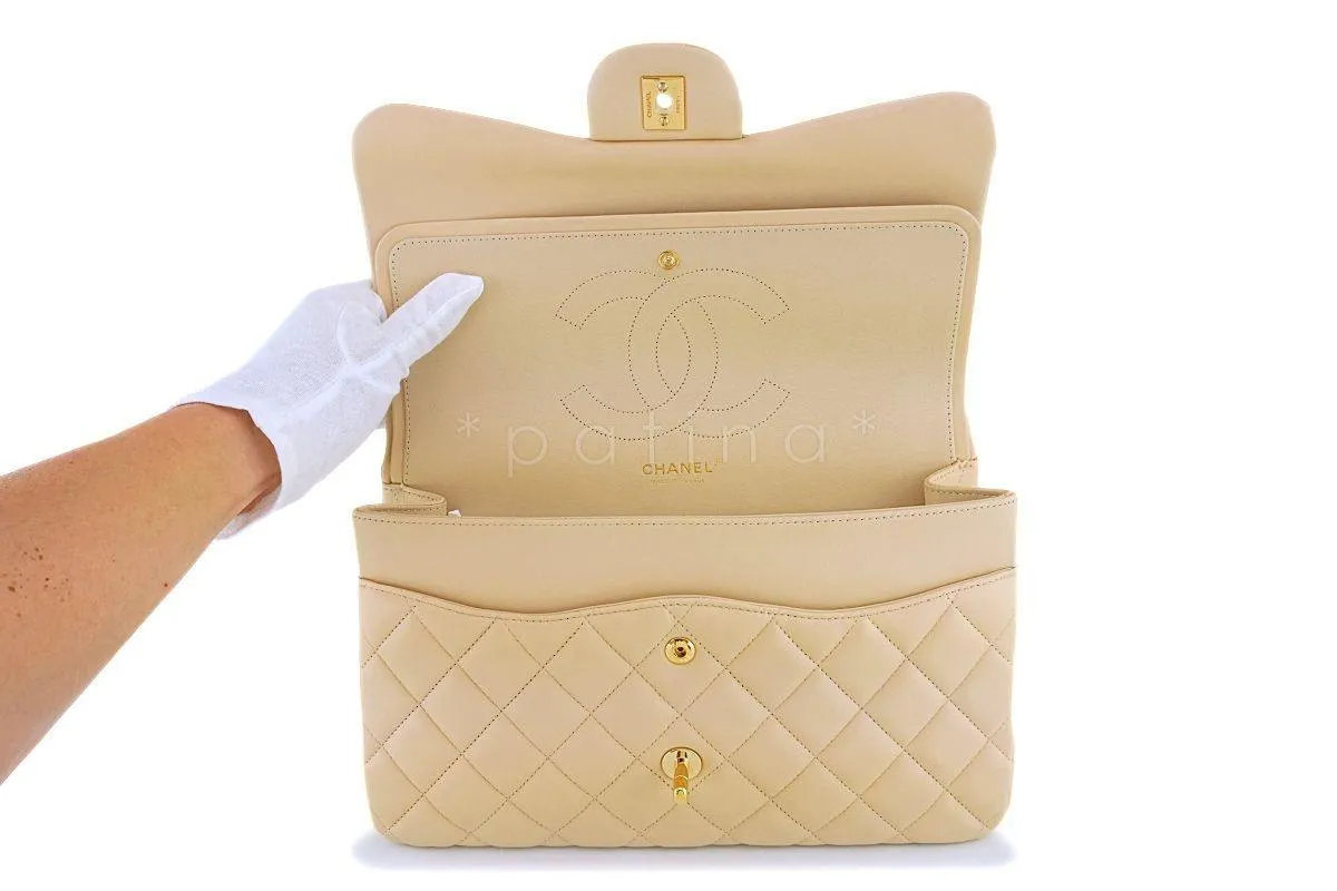 Chanel Beige Clair Lambskin Jumbo Classic Double Flap Bag GHW