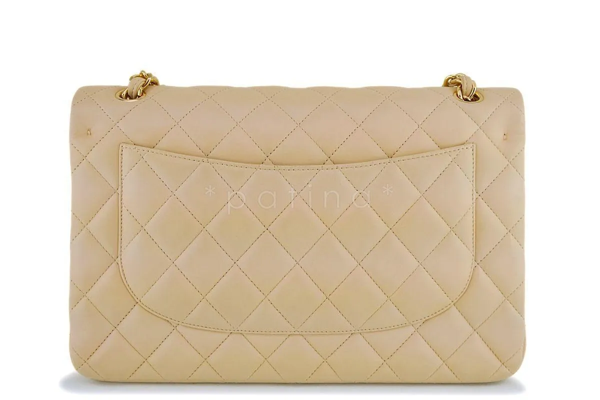 Chanel Beige Clair Lambskin Jumbo Classic Double Flap Bag GHW