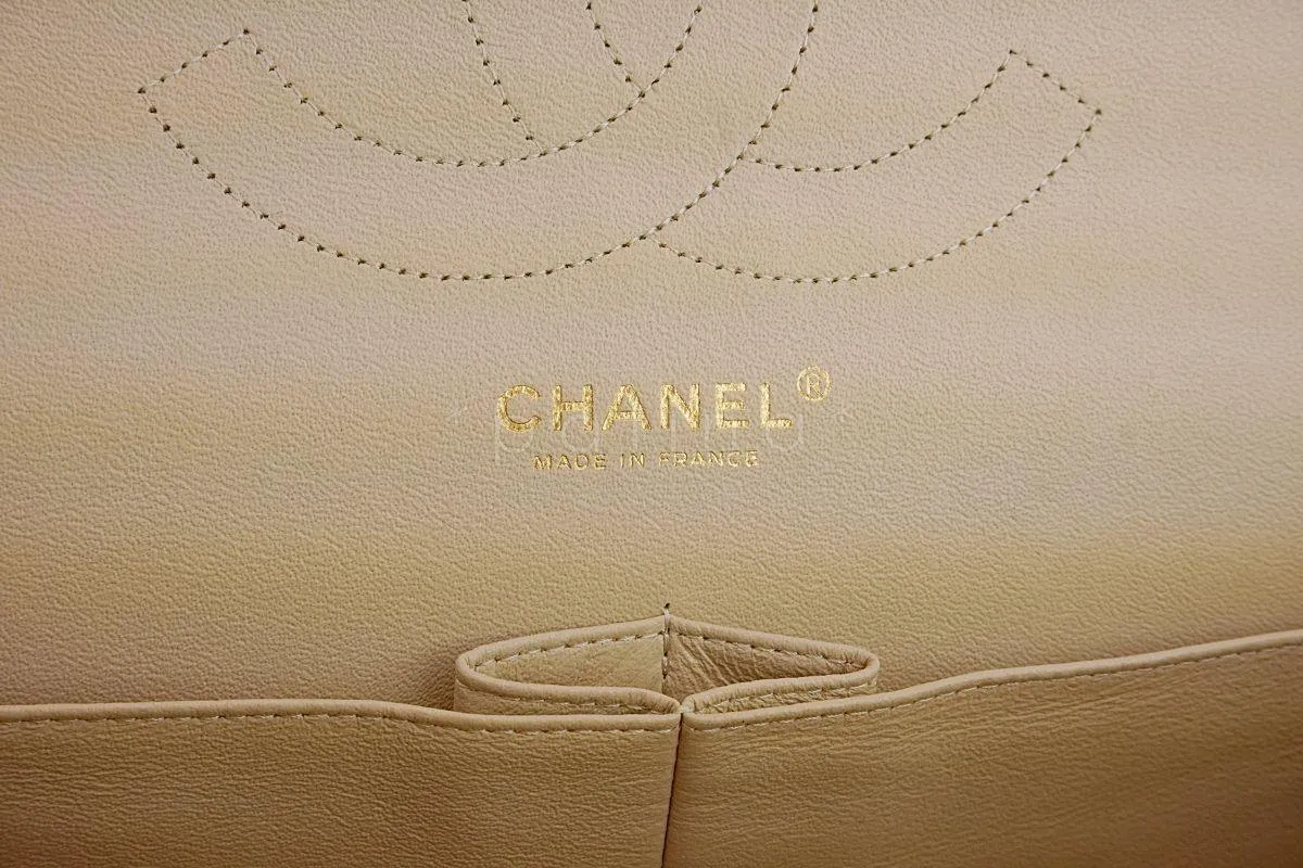 Chanel Beige Clair Lambskin Jumbo Classic Double Flap Bag GHW