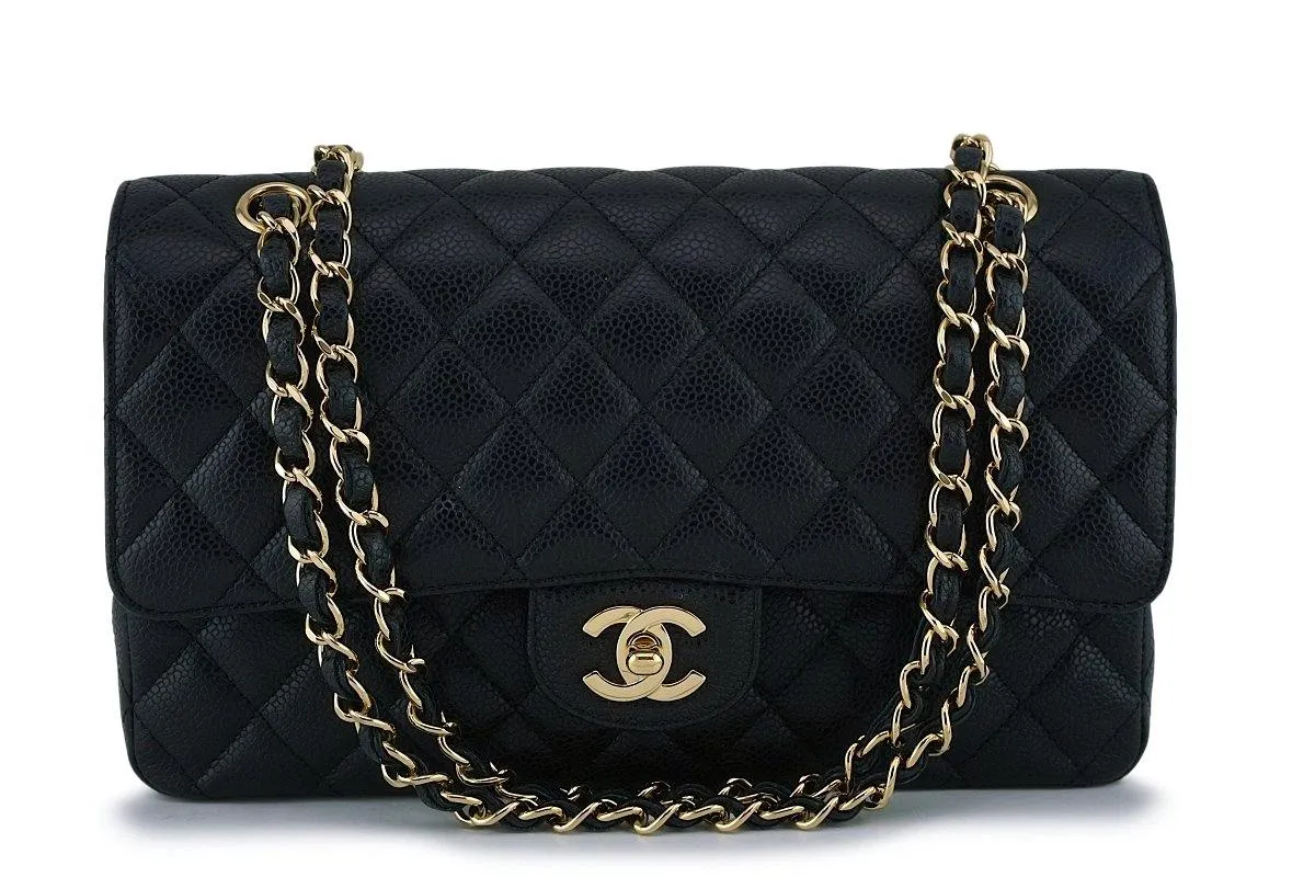 Chanel Black Caviar Classic Medium Double Flap Bag GHW