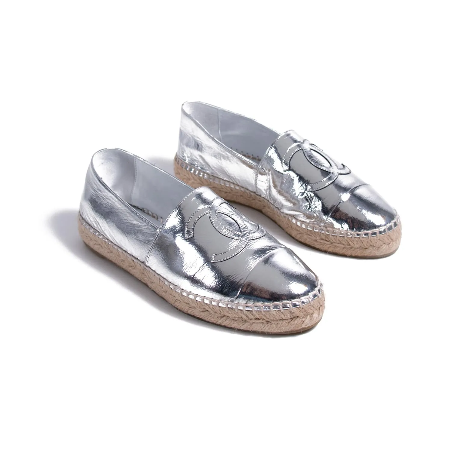 Chanel Metallic Leather CC Espadrilles