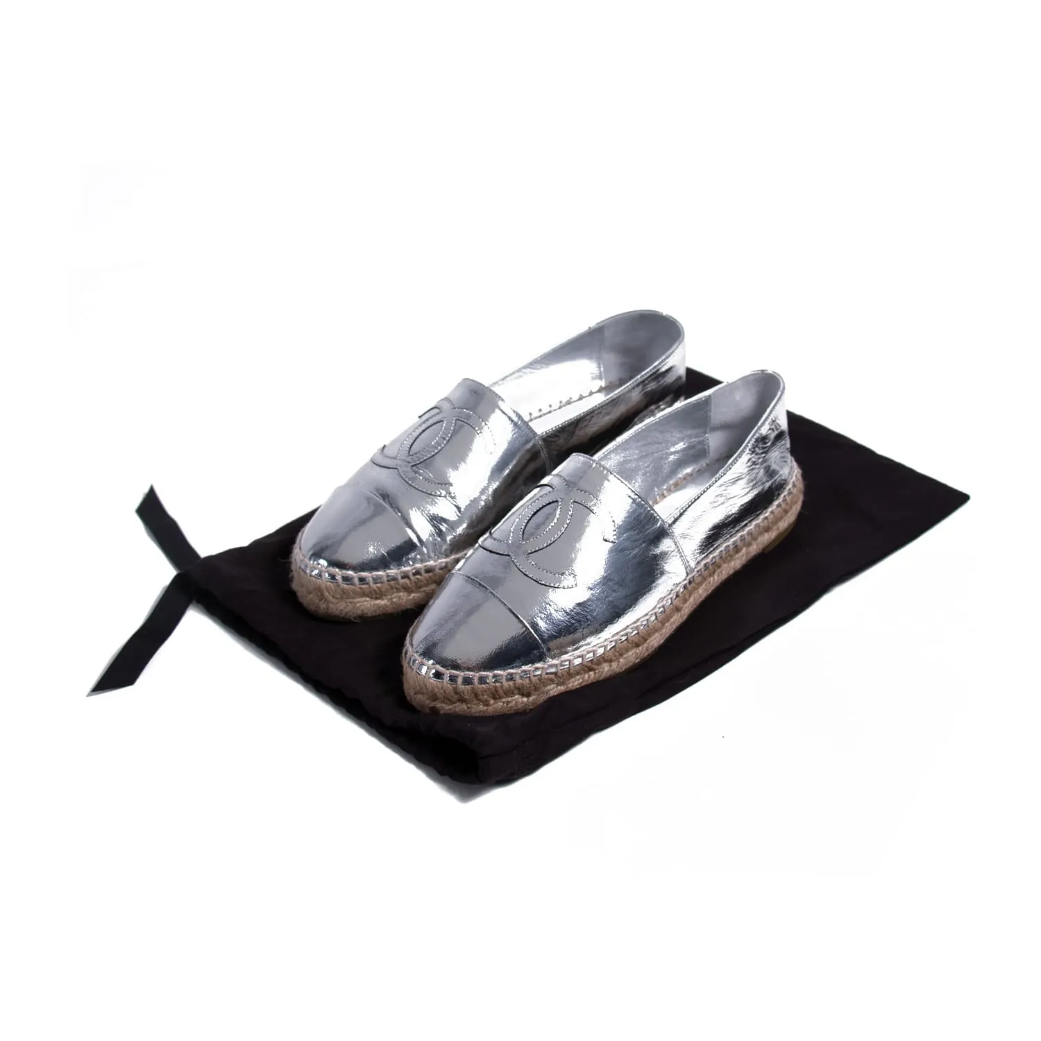 Chanel Metallic Leather CC Espadrilles