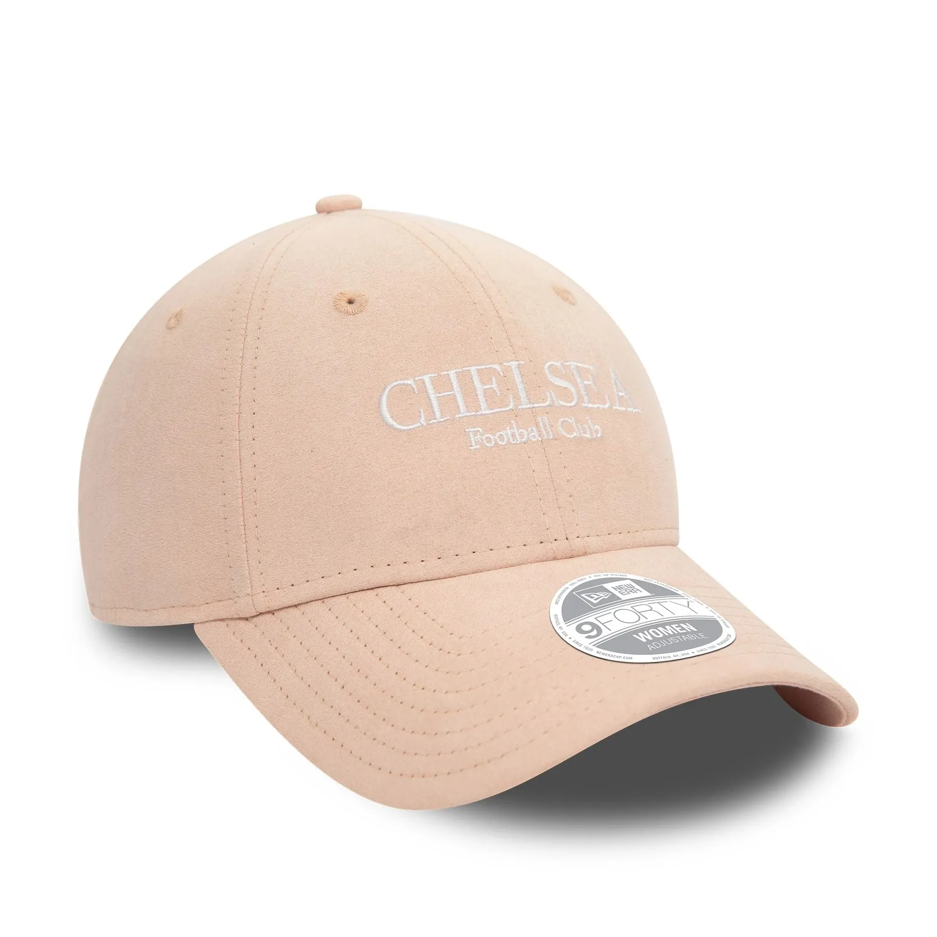 Chelsea FC Wordmark Womens Faux Suede Pastel Pink 9FORTY Adjustable Cap