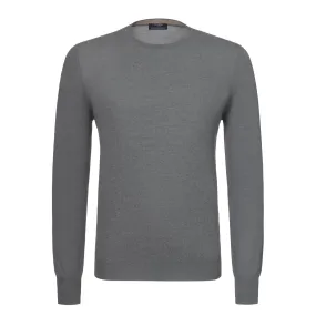 Crew-Neck Virgin Wool Pullover in Grey Melange