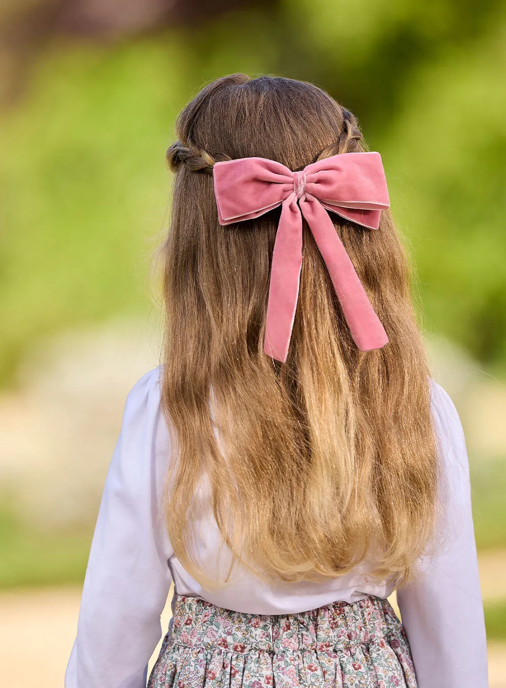 Extra Large Velvet Bow Hair Clip in Blush