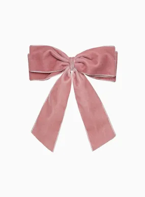 Extra Large Velvet Bow Hair Clip in Blush