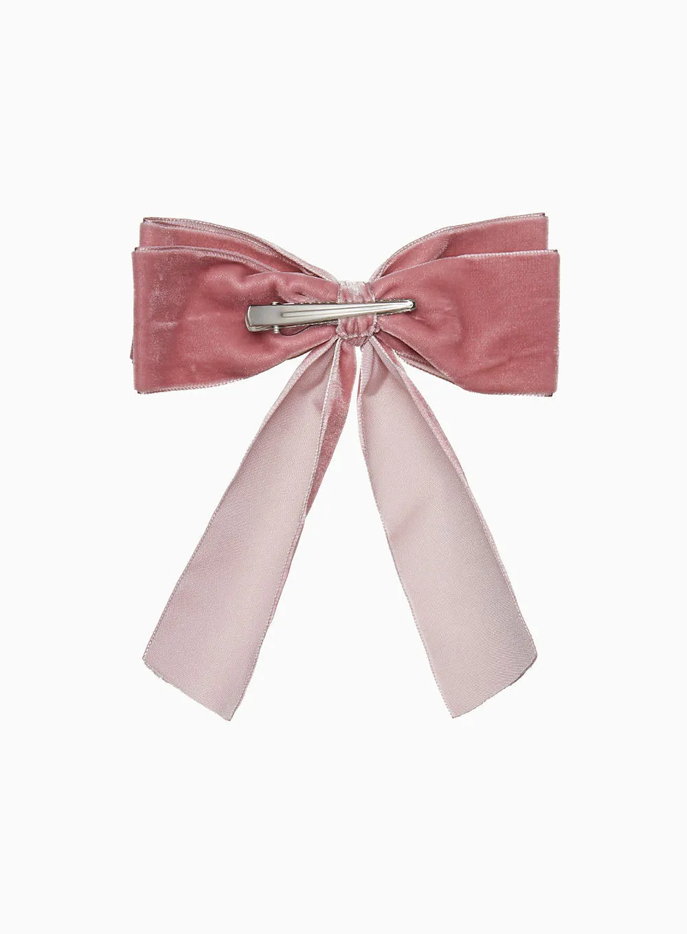 Extra Large Velvet Bow Hair Clip in Blush