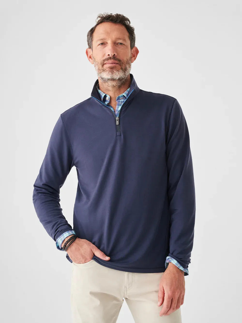 Faherty Movement Quarter Zip Pullover Sweater - Blue Nights*