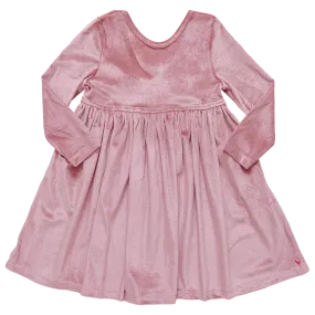 Girls Velour Steph Dress - Mauve