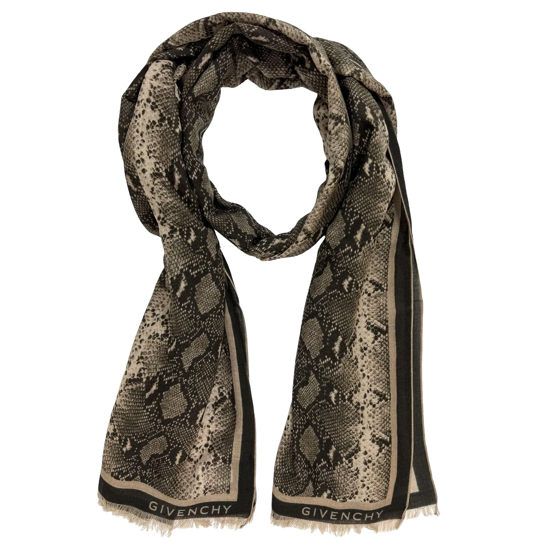 Givenchy Scarf Snakeskin Beige Black - Women Shawl