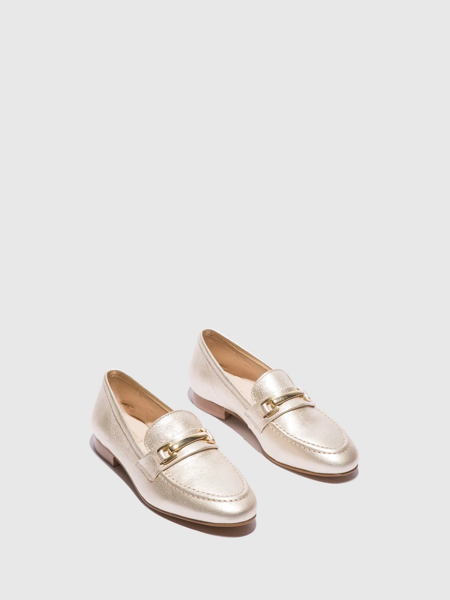 Gold Metallic Detail Loafers