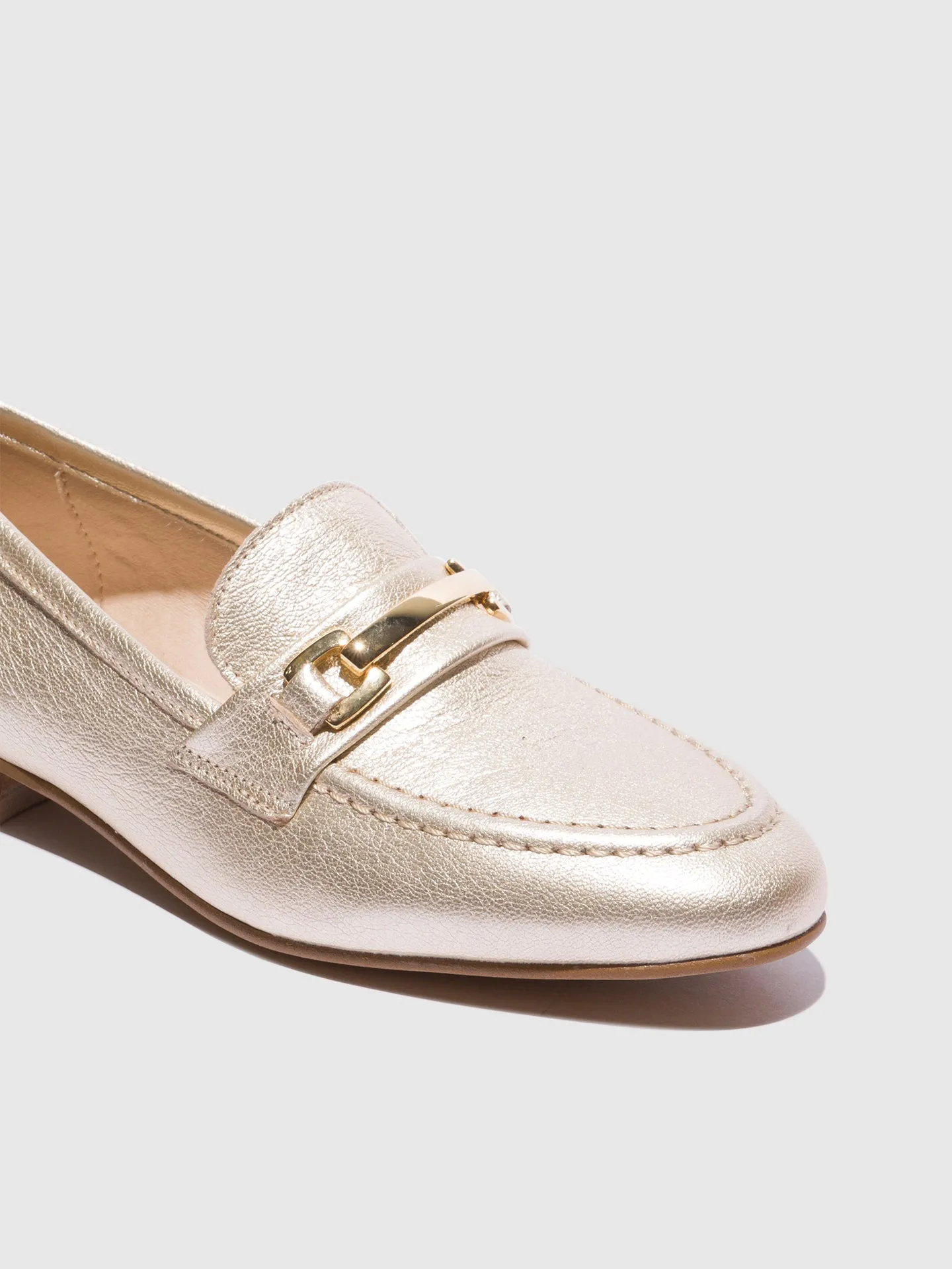 Gold Metallic Detail Loafers