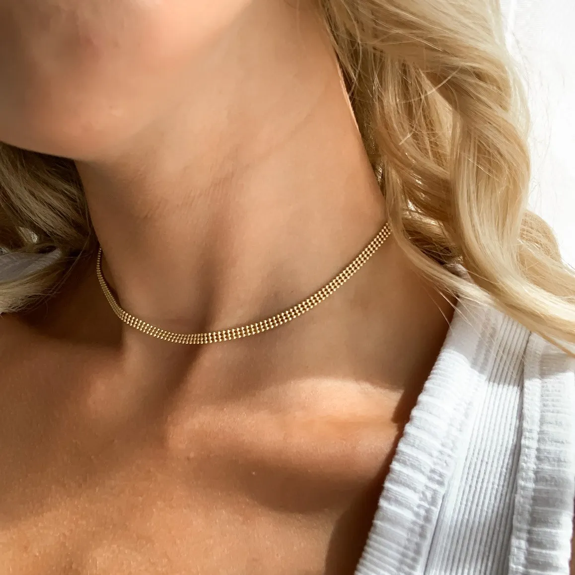 Gold Vermeil 3 Row Beads Choker