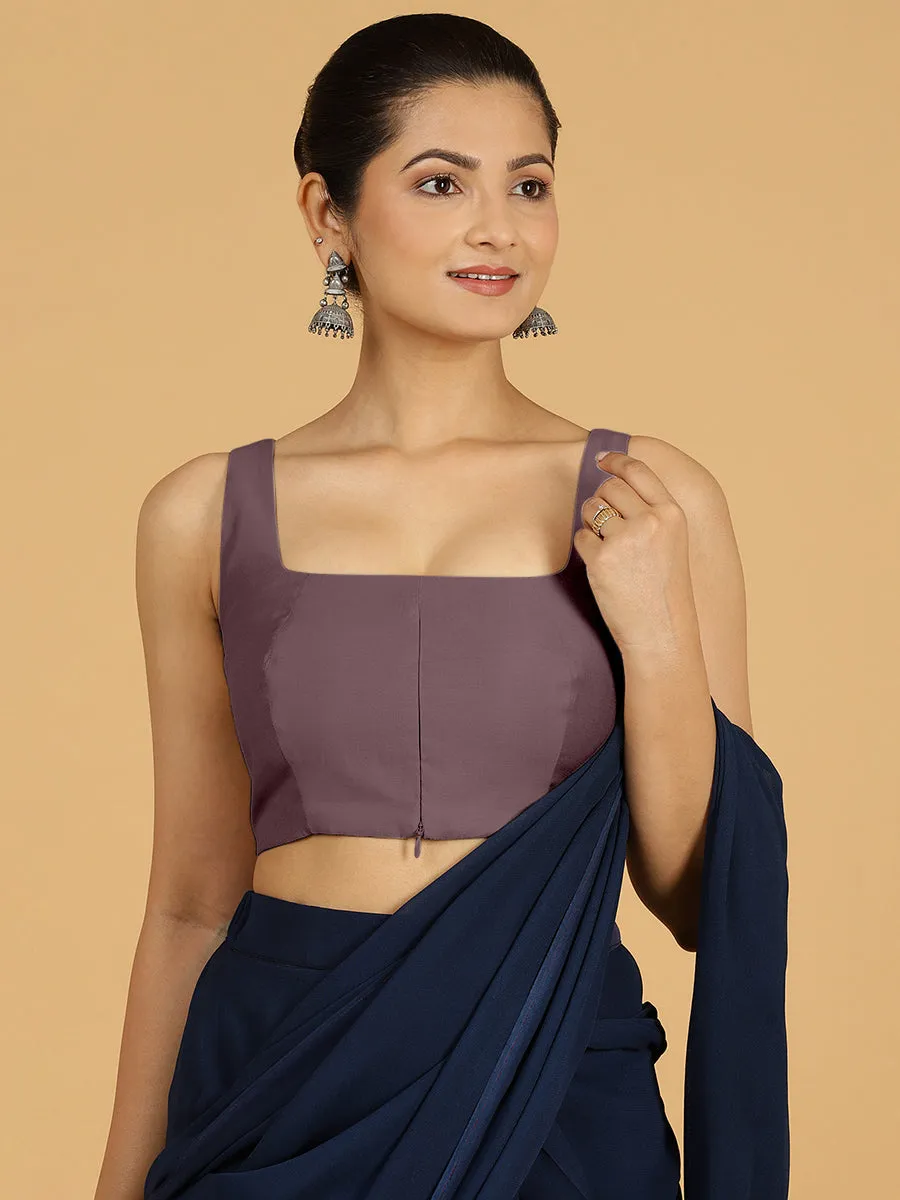 Kasturi x Rozaana | Sleeveless Saree Blouse in Purple Mauve