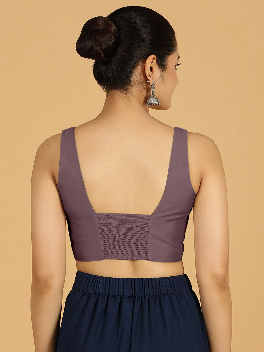 Kasturi x Rozaana | Sleeveless Saree Blouse in Purple Mauve