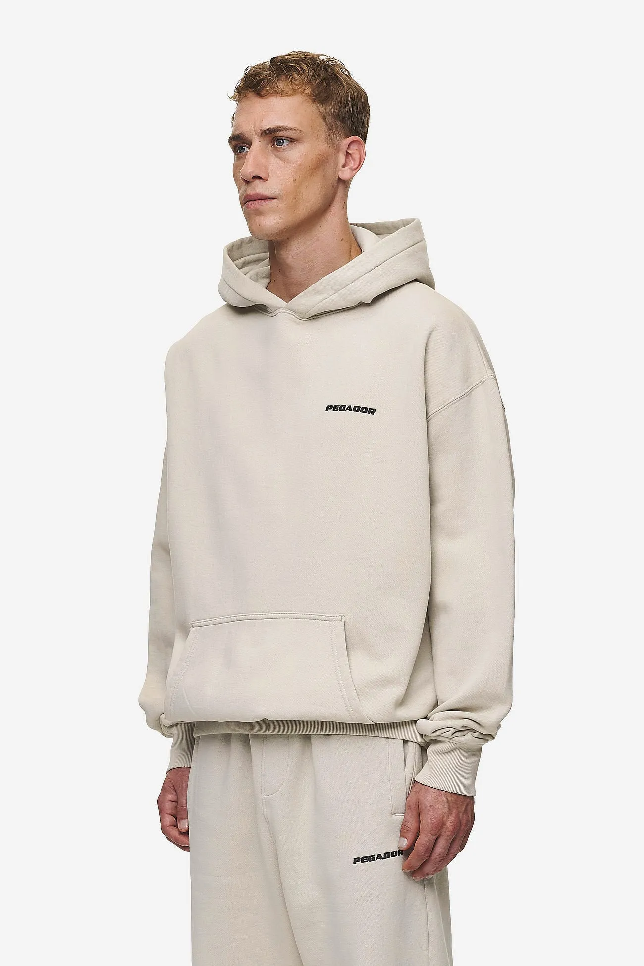 Logo Oversized Hoodie Washed Light Beige