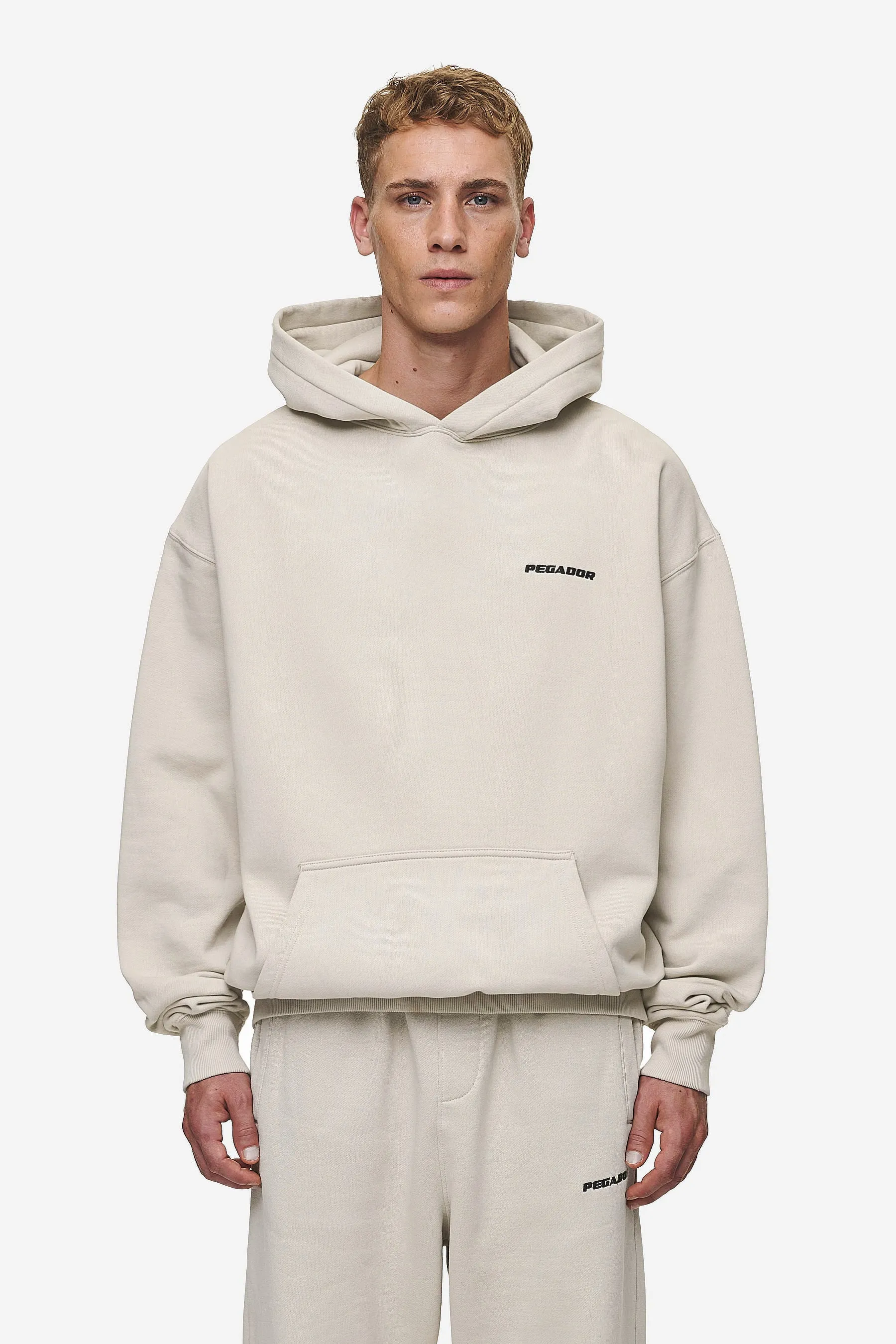 Logo Oversized Hoodie Washed Light Beige